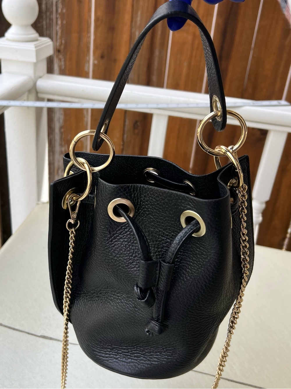Diva's Bag Italian Pebbled Leather Drawstring Bucket Bag